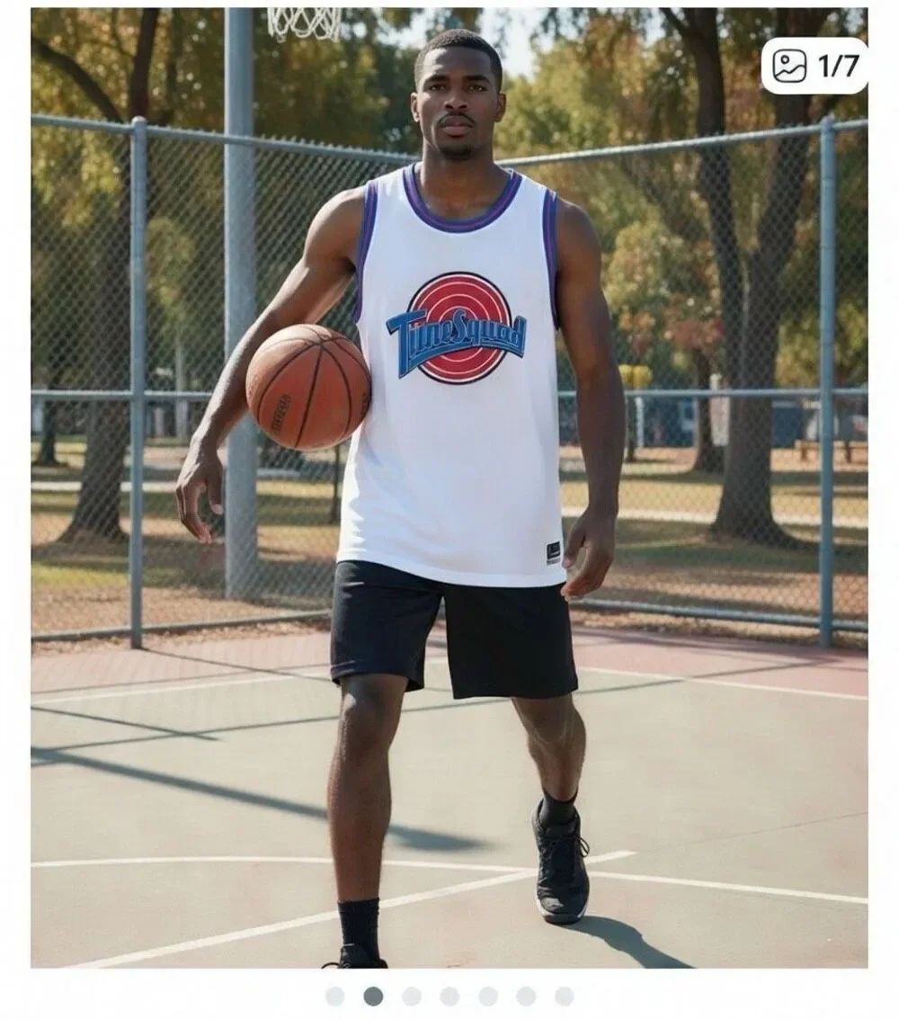 Looney Tunes Squad SPACE JAM Basketball Jersey Singlet #O Bugs Size XL White